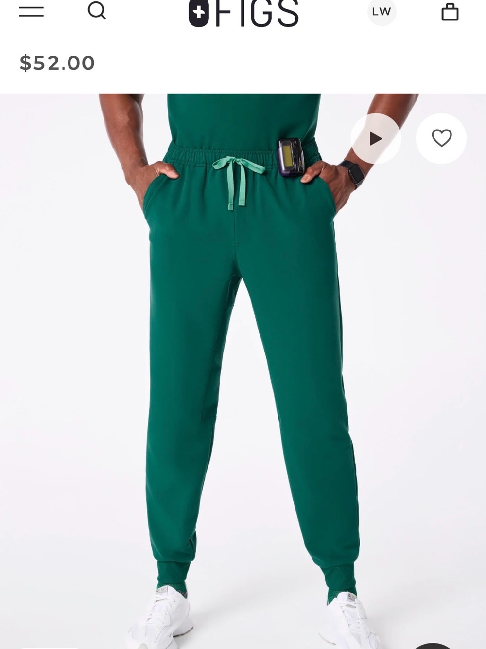 NWT FIGS Men's Hunter Green Scrub Joggers